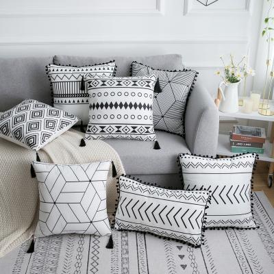 China Hot Selling Portable Sofa Cushion Cases Personalized Cushion Pillow Plaid Pillow Case Boho Cushion Cover for sale