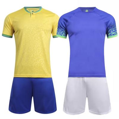 China Quick-drying Wholesale 2022 Brazil Kids Football Shirt Boys World Selection Soccer Jersey Home Away National Team Kit for sale