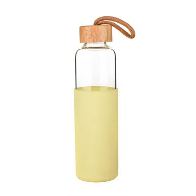 China Sustainable Hot Drinking Water Bottle 600ML Sports Bottle With Silicone Cover Lid Bamboo Travel Mug for sale