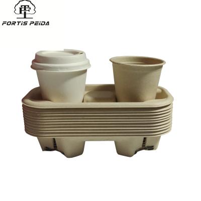 China Recycled Materials Customized Degradable Beverage Cup Pulp Packaging , Can Hold 4 Cups for sale