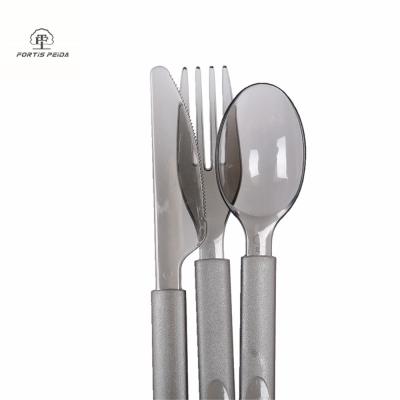 China Strong Material Disposable Plastic Picosecond Spoon Translucent Fruit Fishing Western Steak Knife and Fork Dim Sum Dessert Spoon with Cloth Tableware for sale