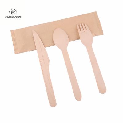 China Disposable Western Dessert Spoon Fork 16cm Birch Container Dessert Wrapping Paper Reusable/Degradable Wooden Cutlery Cutlery for sale