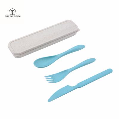 China Home Hotel Restaurant Wedding Gift Pi Wheat Straw Biodegradable Disposable Cutlery Set Knife Three Fork Portable Spoon for sale