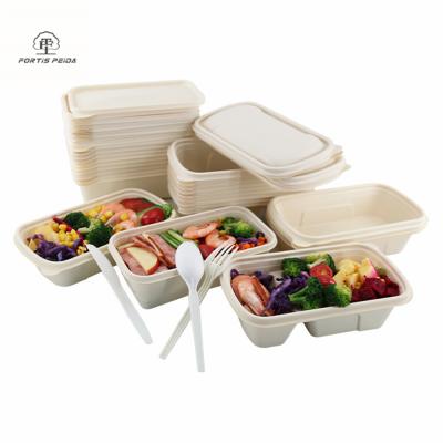 China 700ML 100% Wheat Straw Fiber Pulp Biodegradable Compostable Food Container for sale