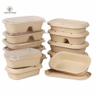 China 850ml Cell 100% Wheat Straw Fiber Pulp Biodegradable Compostable Food Container for sale