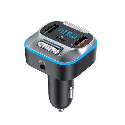 China Type-c AUX. AUX Transmitter Charging Output AGETUNR T73 BT5.0 Car MP3 Player 7 Color Light QC3.0 30W Low Boost. fast hands-free MIC FM kit for sale