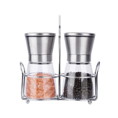 China Sustainable Kitchen Stainless Steel Salt Custom Manual Glass Pepper Grinder for sale