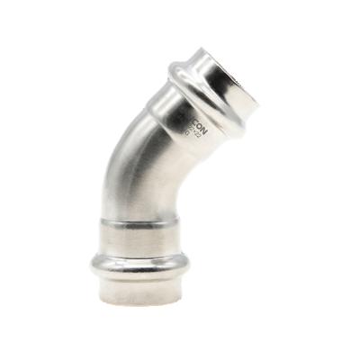 China Traditional stainless steel press fitting 45 degree elbow for sale