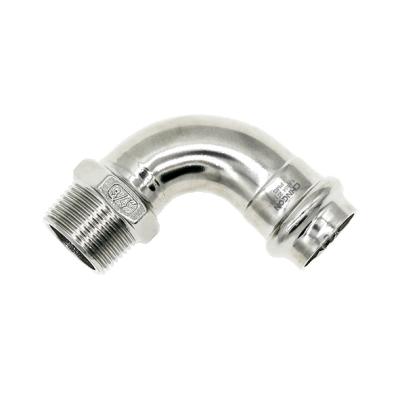 China Stainless Steel Traditional Press Fit Elbow 90 With Threaded Male for sale