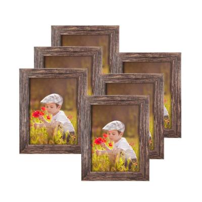 China High Quality Rustic Brown Wooden Pattern Desktop Display 5x7 Photo Frames for sale