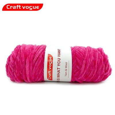 China Recycled Shiny 100% Craft Vogue Polyester Soft Fluffy Thick Chenille Velvet Pleuche Yarn For Hand Knitting for sale