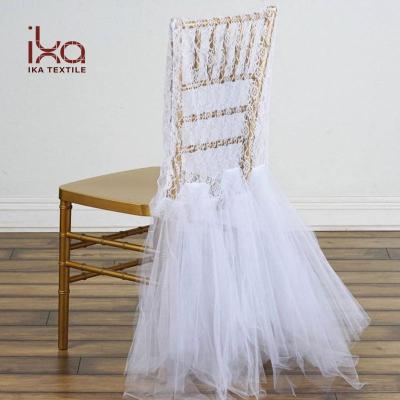 China White Plain 100 Polyester Fabric Chair Covers Customized For Wedding Banquet Decoration for sale