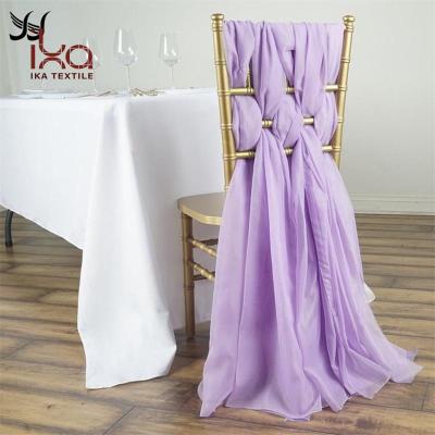 China Sash Single Chiffon Single Chair Cheap Wedding Polyester Chair Covers 5 Pieces for sale