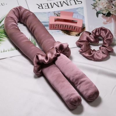 China Mulberry Silk One Claw Two Scrunchies 100% Thick Heatless Silk Loop Ribbon Set for sale