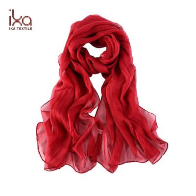 China Amazon Hotsell Long Plain Dyeing Solid Color Ladies Slim 100% Pure Chiffon Oversized Silk Long Scarf For Evening Party for sale