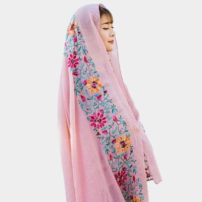 China 100% Polyester Ladies Embroidery Fashion Dubai Scarf and Thin Oversized Shawl 2018 for sale