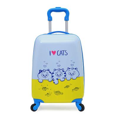 China ABS Cute Cartoon Pictures 18 Inch PC Kids Luggage Bag Customized Picture Kids Trolley Suitcase 3D Printing Kids Travel Bag Set for sale