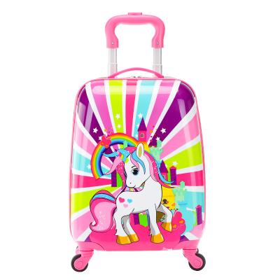 China New Listing ABS Cartoon Pictures 18 Inch PC Children Luggage Custom Design Travel Trolley Kids Suitcase 3D Printing Kids Trolley Bag Set for sale