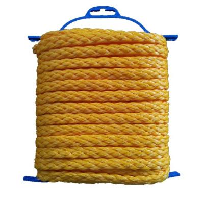 China 3/8*50ft Yellow PP Hollow Braid Yacht Marine Line Rope With Winder for sale