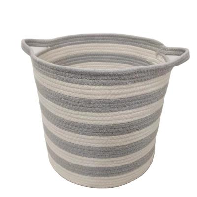 China Wholesale handmade cotton rope stocked basket and cotton rope storage basket for sale