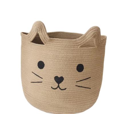 China Classic Washable Cotton Rope Baby Toy Basket Woven Laundry Hamper With Handle Storage Wire Laundry Hamper for sale