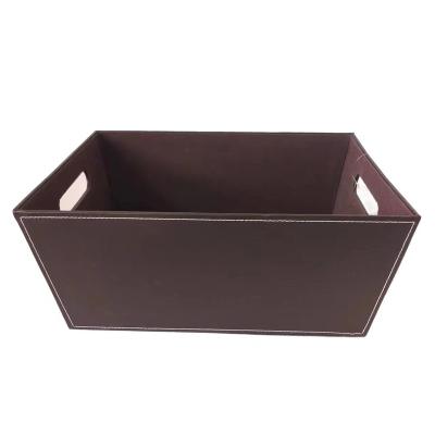 China Factory Wholesale Kitchen Customized Leather Basket Faux Leather Wine Storage Gift Basket Basket Organizer for sale