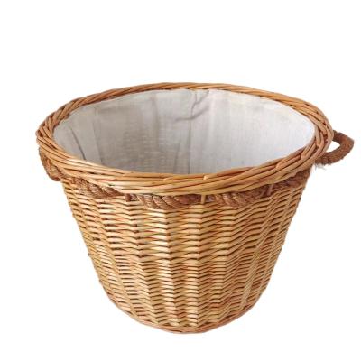 China Eco-Friendly Storage Organizer Rack High Quality Willow Wicker Firewood Log Holder Basket For Storage for sale