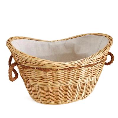 China High Quality Viable Willow Wicker Firewood Log Holder Basket for Storage for sale