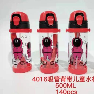 China 500ml Children Cartoon Stocked Water Bottle Portable With Straw Elementary School Student Price for sale