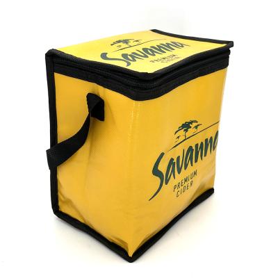 China Waterproof Promotional Foil Liner With Foam And PE Nonwoven Lamination Logo 6 Can Size Custom Cooler Bags for sale