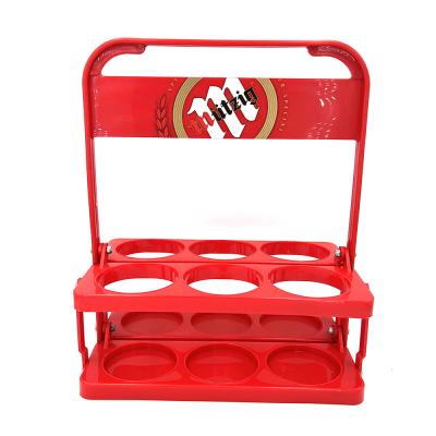 China 6 Pack Bottle Carrier Beer Cart Viable Promotional Plastic Foldable Beer Bottle Holder for sale