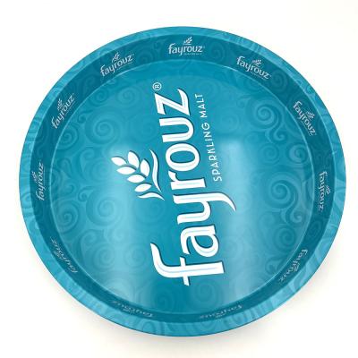 China PS Round Bar Serving Tin Tray Round Non-Slip Beer Tin Trays Anti-Slip Beer Tin Tray for sale