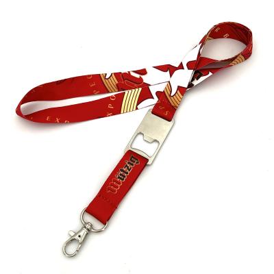 China Lanyard With High Quality Marketing Logo Sublimation Polyester With Opener Promotional Lanyard Bottle Opener Brand Business Accessories for sale