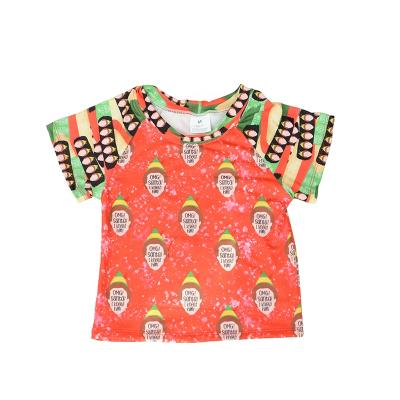 China QUICK DRY Kids Clothes Factory Sale Santa Print Baby Boy Christmas Short T-Shirt for sale