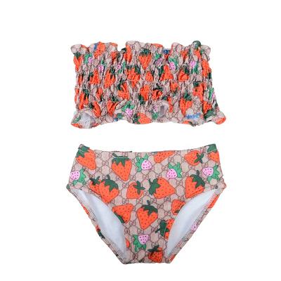 China Swimwear Girls Strawberry Peplum Swimwear Fashion Beach Breathable Custom Made Swimming Suit for sale