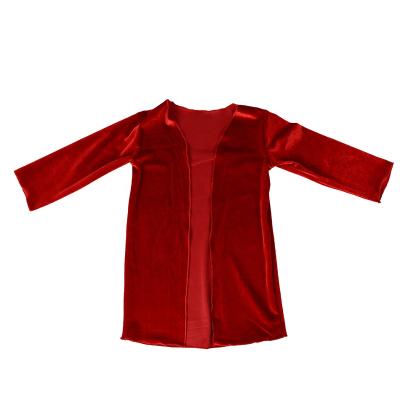 China Anti-wrinkle Baby Velvet Chiffon Solid Girls Fashion Long Sleeve Autumn Winter Cardigan for sale