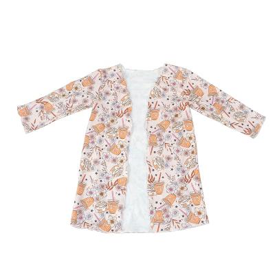 China Anti-wrinkle kids fashion flower print cardigan girls boutique long sleeve autumn rag tollder childern clothing for sale