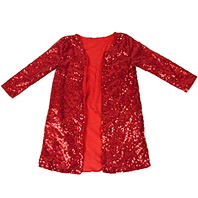 China New Fashion Anti-wrinkle Babies Open Front Cardigan Christmas Sequin Red Boutique Outerwear Clothing for sale