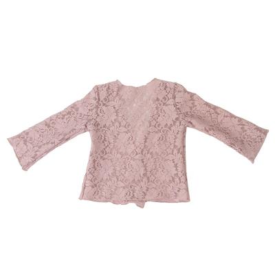 China Anti-wrinkle kids lace jackets baby solid chiffon tops cardigan for sale