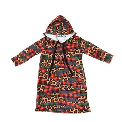 China Anti-static custom plaid print tollder kids clothes casual baby christmas hoodie dress party clothing for sale