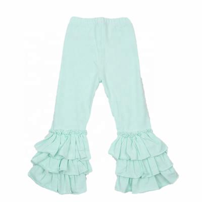 China baby hot cotton Anti-wrinkle solid sale candy colors leggings girls boutique icing ruffle wholesale pants for sale