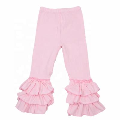 China Anti-wrinkle girls icing ruffle leggings pants&trousers baby kids solid cotton clothing for sale