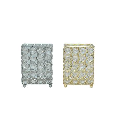 China European Retro Wedding Decoration Ornaments Gold Five-Layer European Square Romantic Home Crystal Pen Holder for sale