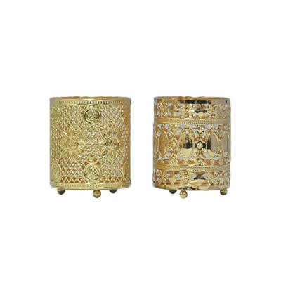 China American Style Simple Desktop Decoration Storage Bucket Makeup Brush Bucket Gold Round Crystal Pen Holder for sale