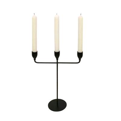 China Nordic Light Luxury Black Creative Decoration Religious Wedding Hotel Cup Candle Events Three Headed Candle Holder for sale