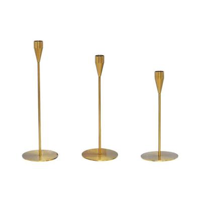 China European 3 Pcs A Set Plating Modern Gold Decorative Candle Holder Table Centerpiece For Decoration Iron Candlestick for sale