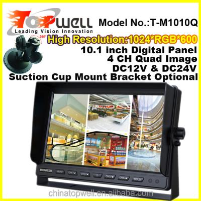 China 10. 1 inch large screen 4 panel quad car remote control digital display with suction cup mount bracket T-m1010Q for sale