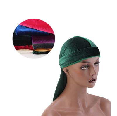 China Character Premium Velvet Durag Waves Extra Long Straps Headwrap Do Rag for sale