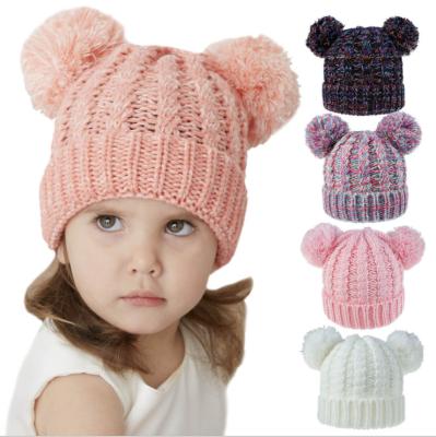 China COMMON High Quality Custom Logo Children's Winter Knitted Hat Embroidery Children Baby Kids Beanie Hat Winter for sale