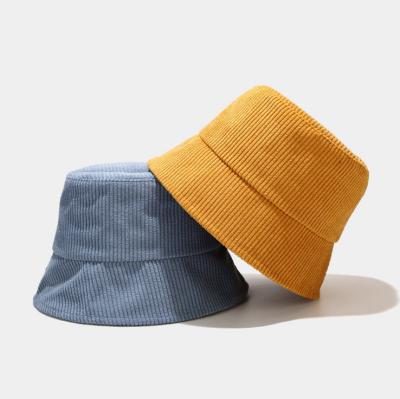 China Striped Hot Sale Packable Summer Travel Corduroy Bucket Unisex Beach Sun Hat for sale